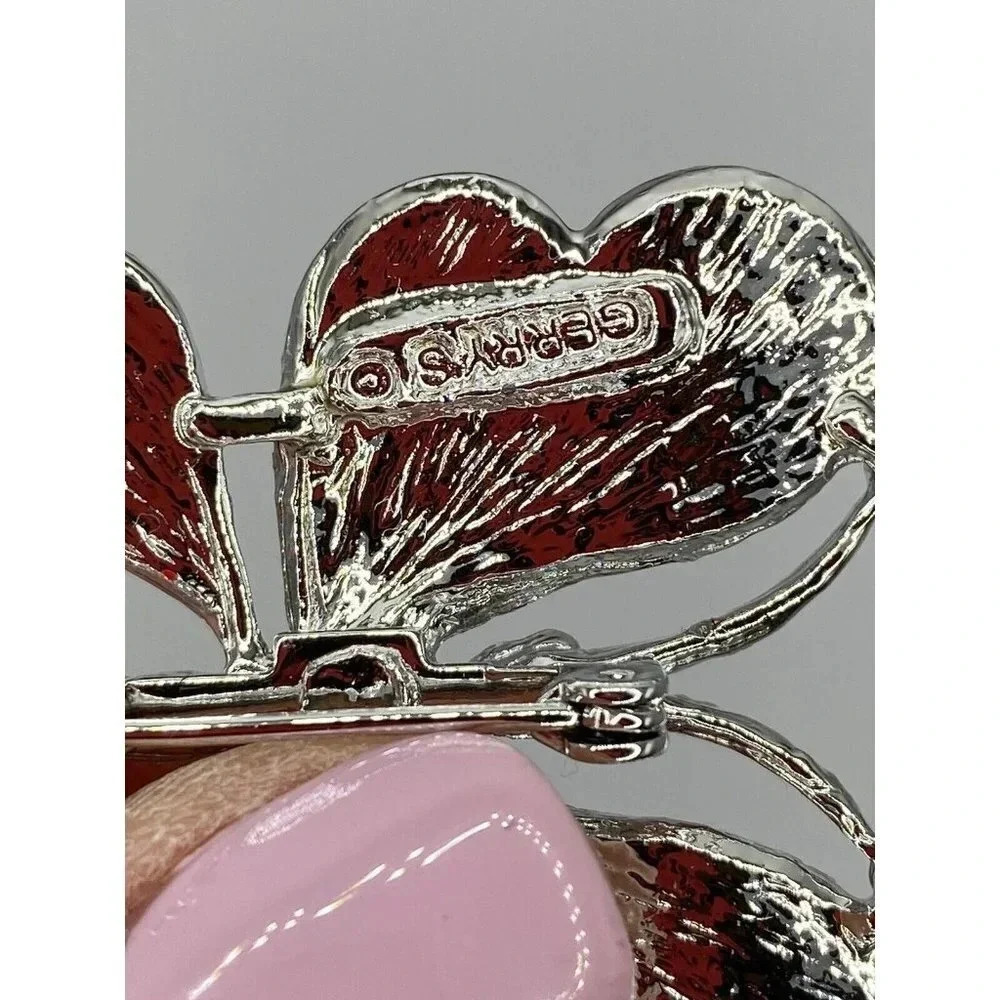 Vintage Signed Silver Tone Figural Gerry’s Butterfly Brooch Pin 1.5” X 1.5” - Picture 3 of 6